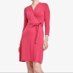 Ann Taylor Coral Wrap VNeck Stretch Dress Sz 10